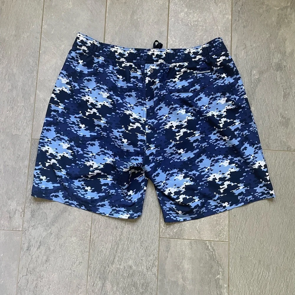 Southern Tide Graffiti Camo Swim Trunk Lined Blue XL